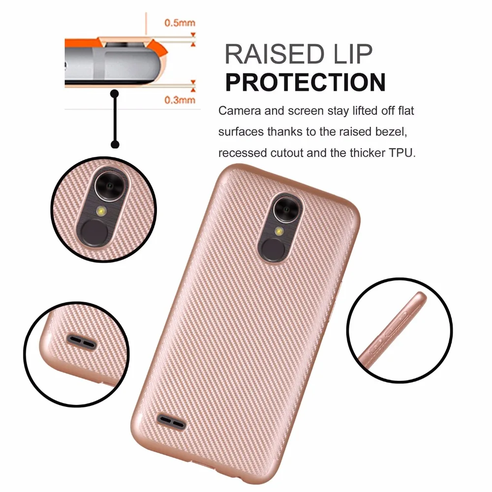 For LG K8 K10 Case Luxury Shockproof Carbon Fiber Ultra Thin Soft TPU Phone 2017 Slicone Back Cover |