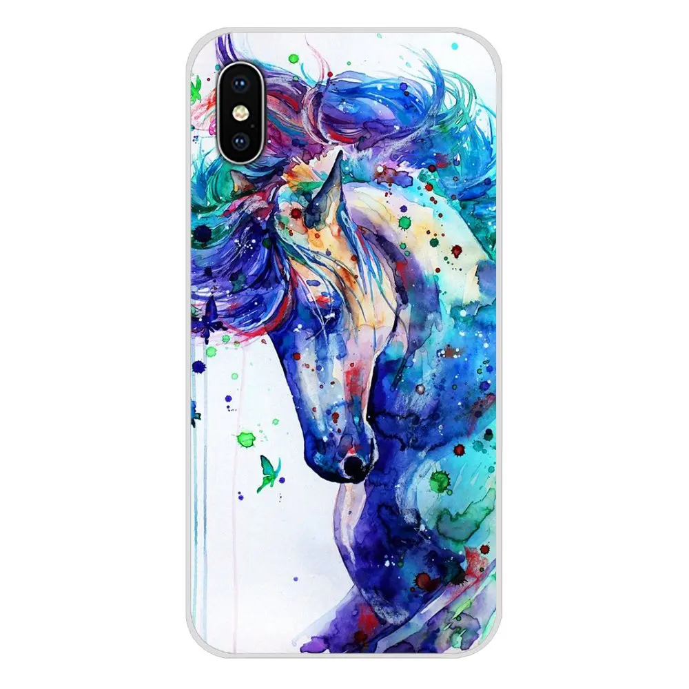 Чехлы для телефонов Samsung Galaxy A3 A5 A7 A9 A8 Star A6 Plus 2018 2015 2016 2017 акварель лошадь бегущая