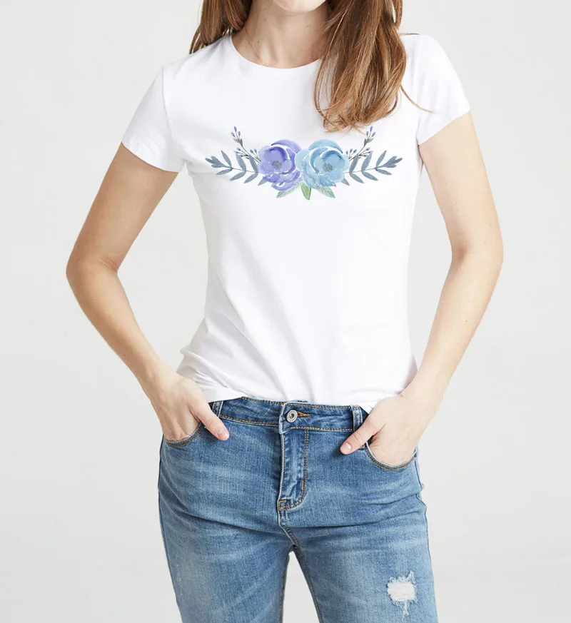 Harajuku/женские с цветочным принтом белый Camisetas Mujer летняя уличная футболки