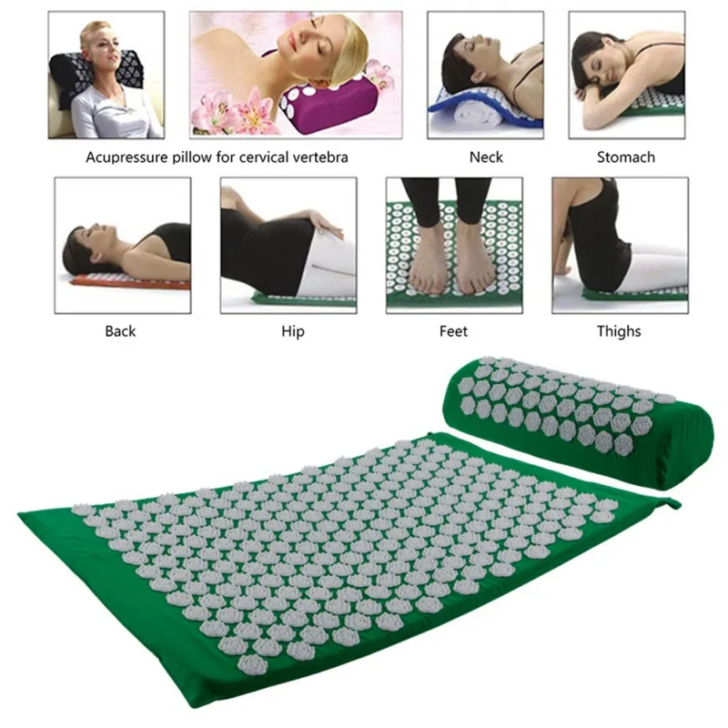 Massager Cushion Acupuncture Sets Relieve Stress Back Pain Acupressure Pad/Pillow Massage Yoga Mats Rose Spike And Relax |
