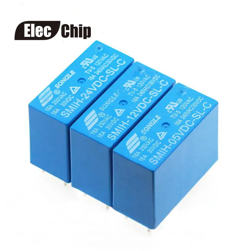 5 шт./лот реле питания SMIH 05VDC SL C 12VDC 5В 12В 24В 16А 8PIN набор конверсий|power relay|5v 12v relaypower