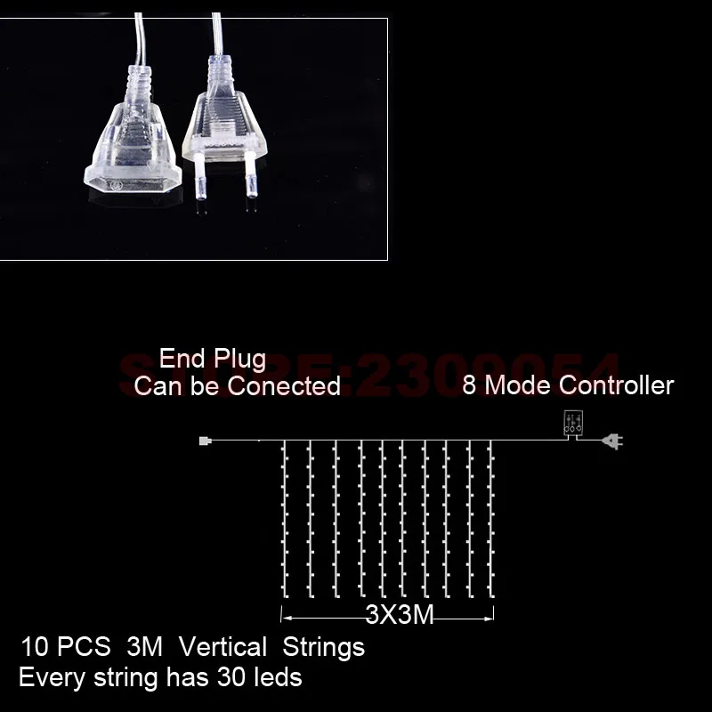 Гирлянда светодиодная водонепроницаемая 220 В 3 х3 м 300 светодиодов|led lighting outdoor