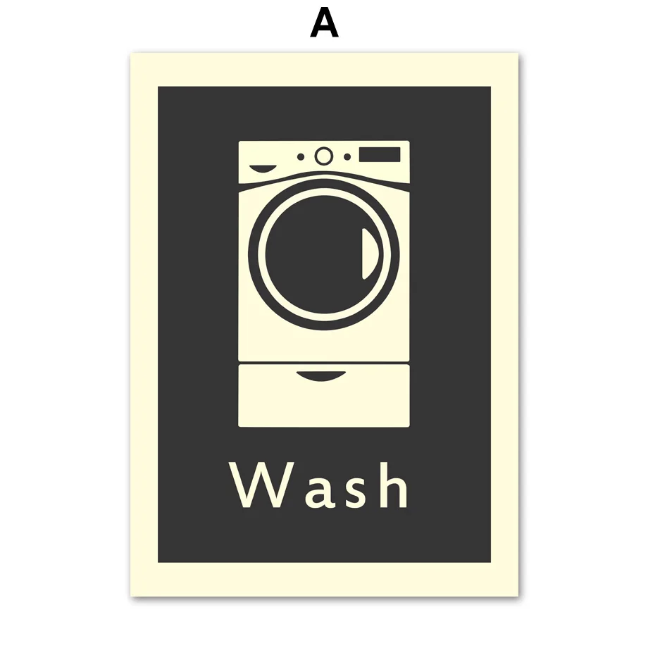 Стирка сухой пресс минималистский Прачечная Ретро Искусство Настенная живопись