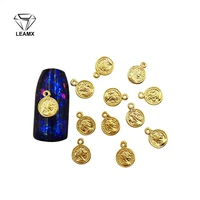 50 piecespack of nail supplies 3d charm alloy round gold coin pendant lucky amulet nail art accessories diy nail art decoration
