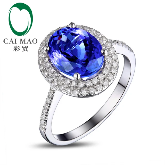 CAIMAO красивые 1.89ct Танзанит овальной формы обручальное кольцо с бриллиантом