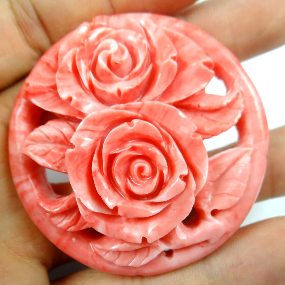 57*14MM Free shipping Chinese Organic Orange Cinnabar hand-carve of flower Pendant necklace jewellery making | Украшения и