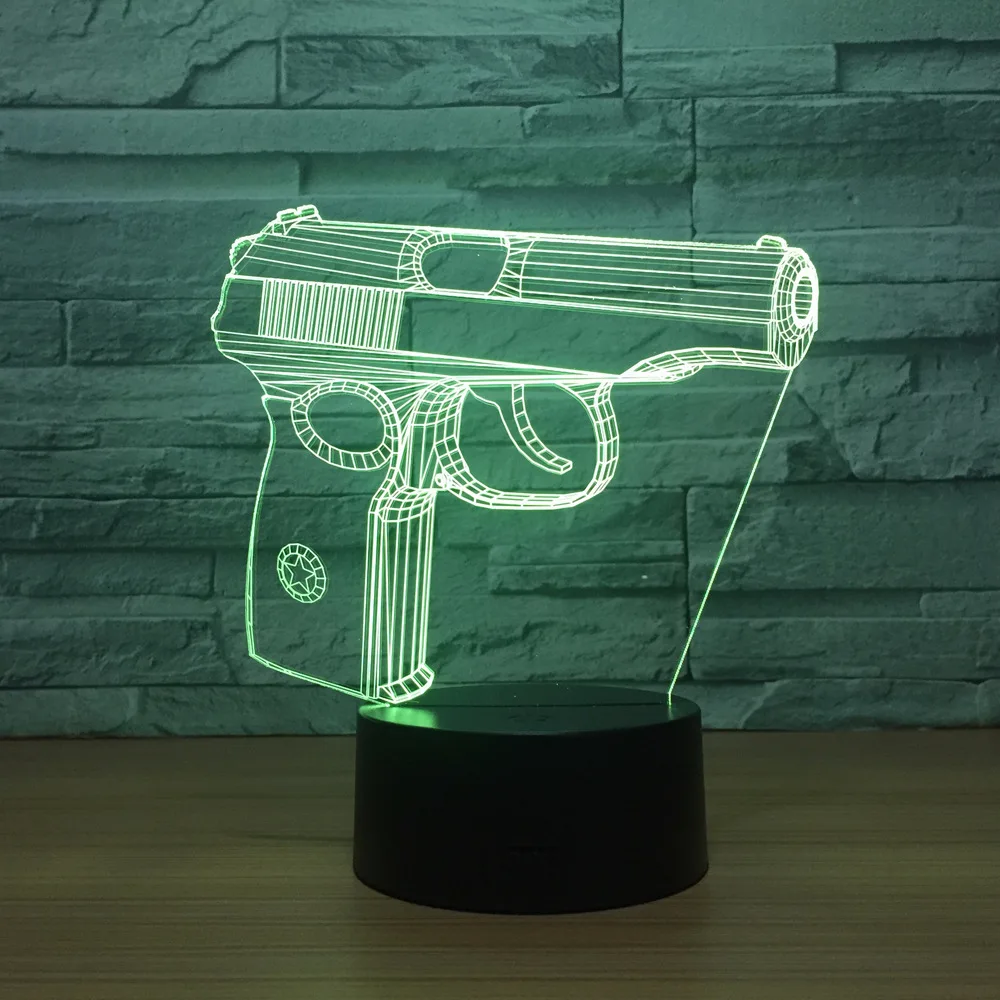 Пистолет 3d лампа 7 цветов светодиодный ночник для детей сенсорный светодиодный Usb Настольный Lampara Lampe детский спальный ночник комнатный светильник