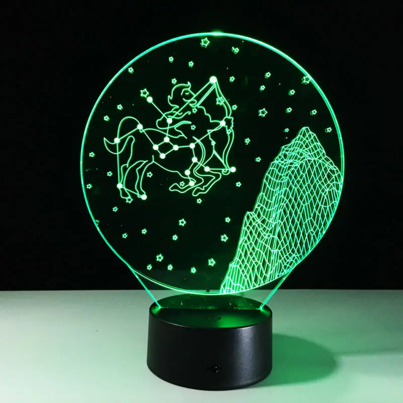 3D лампа Стрелец двенадцать созвездий светодиодсветодиодный декоративная