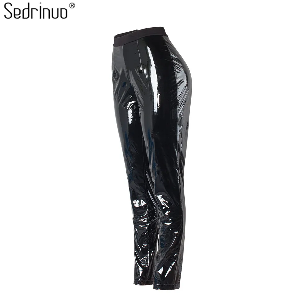 Модные сексуальные штаны Sedrinuo из искусственной кожи зимние брюки с высокой