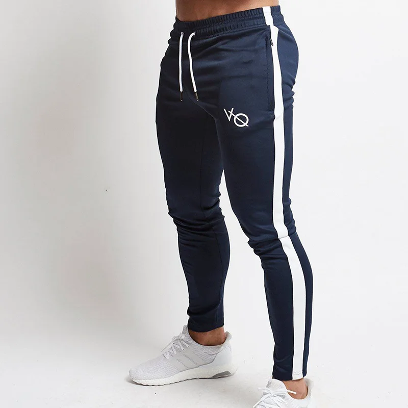 Navy Zipper Pocket Мужские спортивные штаны для бега на открытом воздухе, обтягивающие футбольные штаны с карманом на молнии, мужская спортивная одежда - Цвет: Navy Zipper Pocket