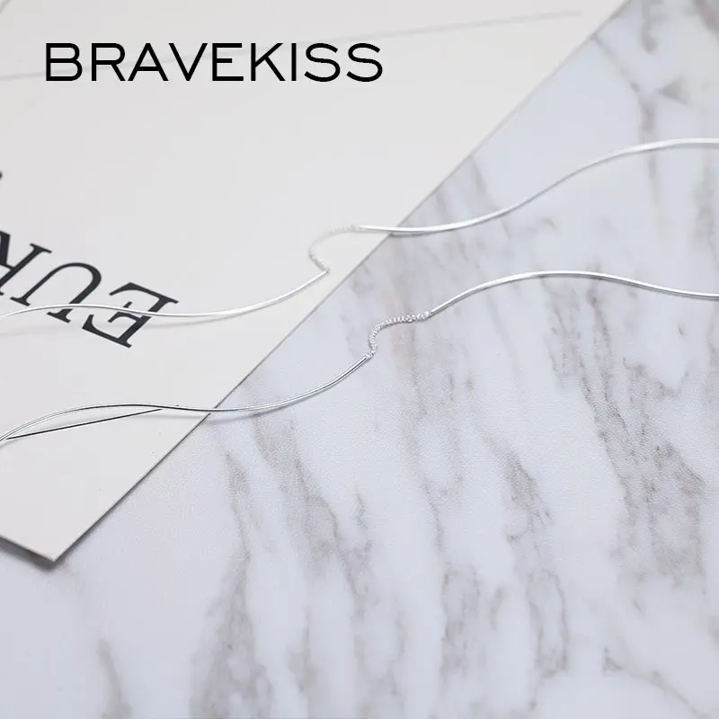 Женские серьги подвески BRAVEKISS из стерлингового серебра 925 пробы с простой волной