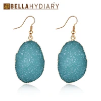 blue irregular crystal resin earrings european geode crystal quartz big long drop earrings for women jewelry pendientes