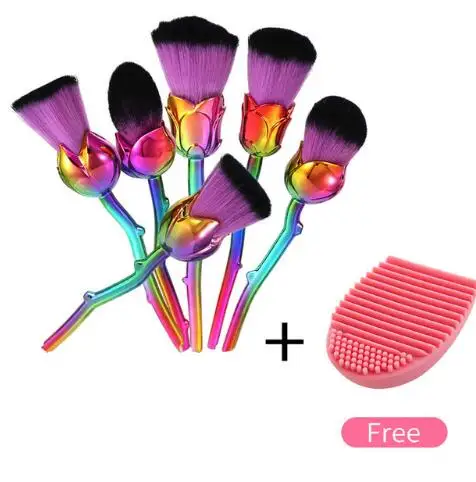 GUJHUI 6 шт./компл. Professional Новый розовый цветок Макияж кисточки наборы для ухода за