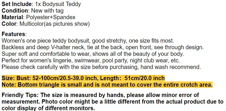 TiaoBug Women One-piece Sheer Mesh Deep V-Halter Monokini Swimwear Open Front Babydoll Teddy Sexy Bodysuit Swimsuit Nightwear