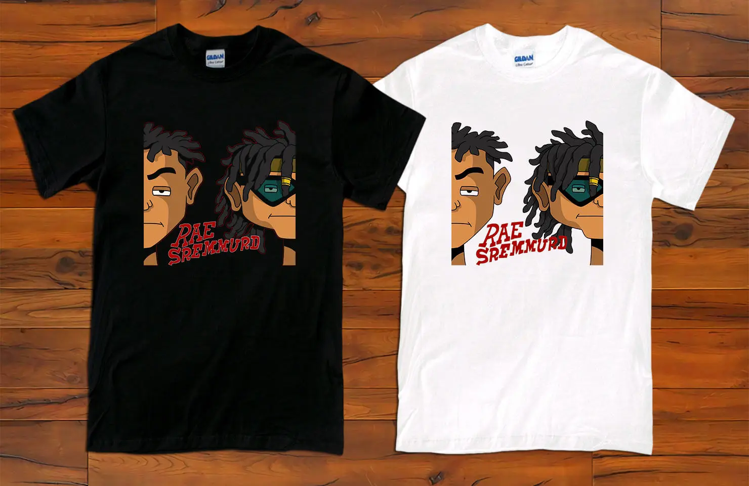 Rae Sremmurd/черно-белая футболка с мультипликационным принтом 1 сторона (XS-3XL) Мужская