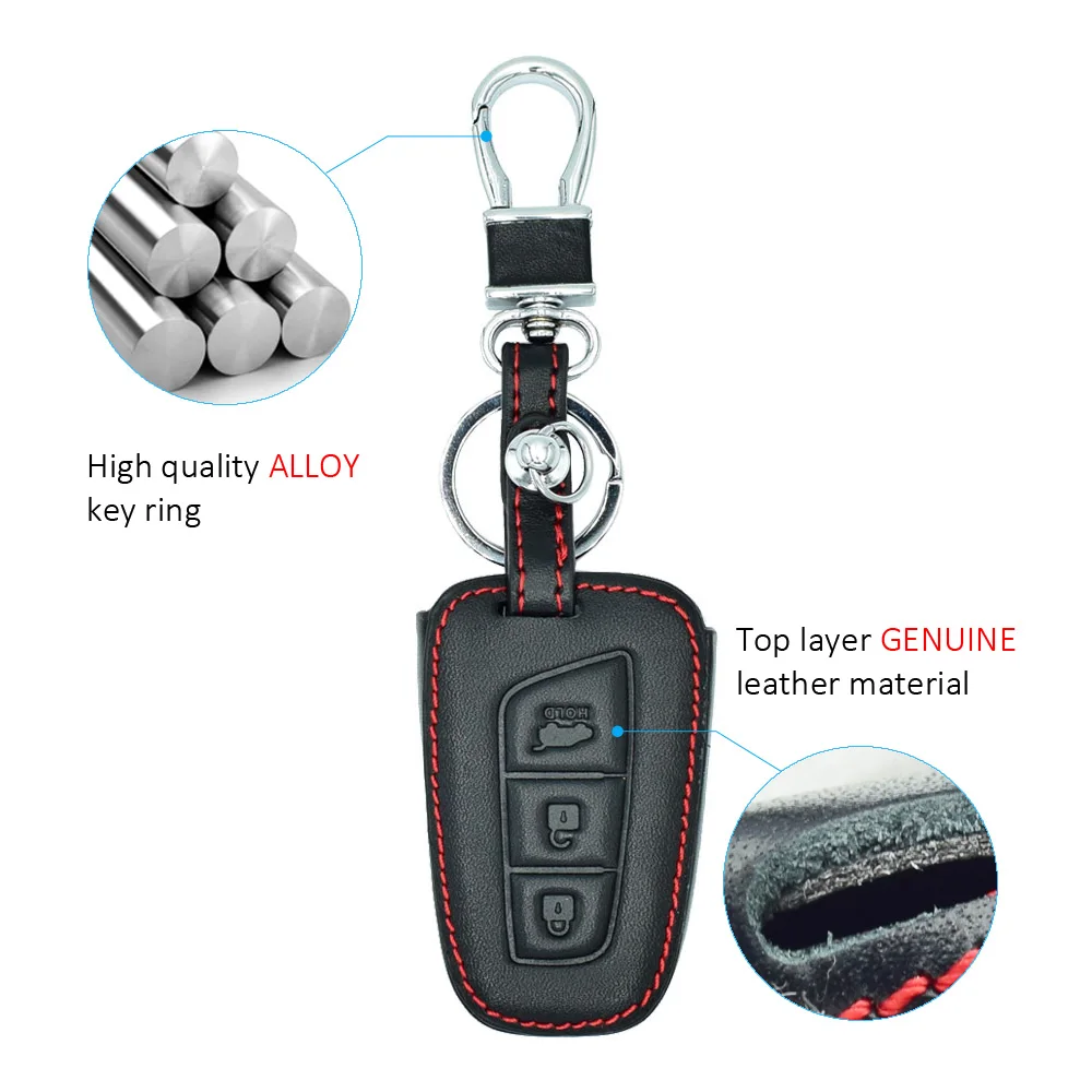 Кожаный чехол для ключей с 3 кнопками для hyundai Grand Santa Fe IX45 Smart Remote Fob Shell, чехол для ключей, защитная сумка, авто аксессуар