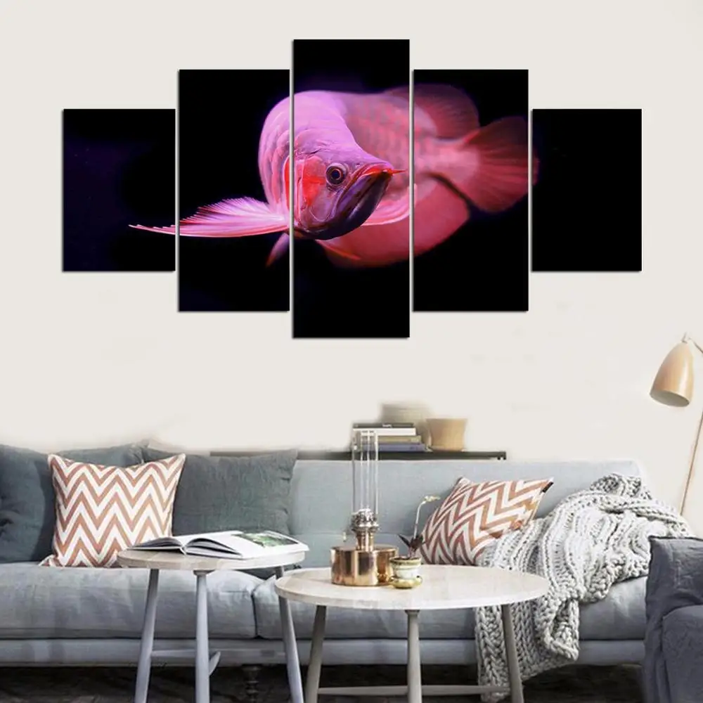 5 панелей Современная азиатская arowana hd Художественная печать на холсте