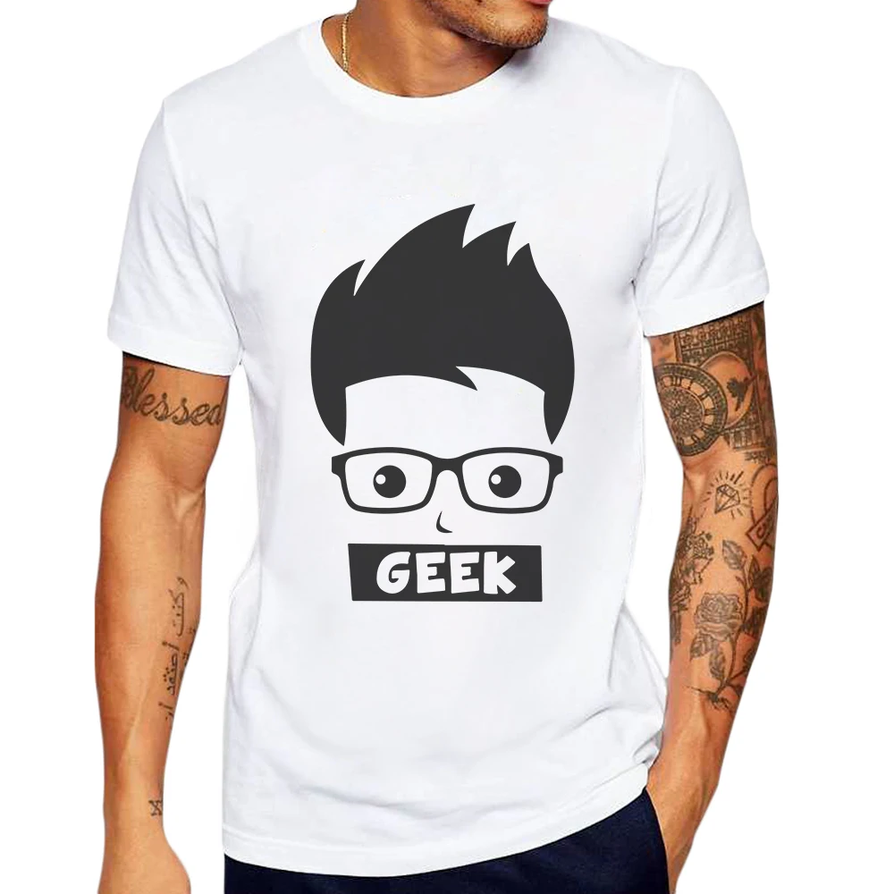 

New Mens T-Shirt Funny Geek Printing Man T Shirts Short Sleeve Cotton O-Neck Tops Male High Quality T Shirt Men Camisetas Hombre