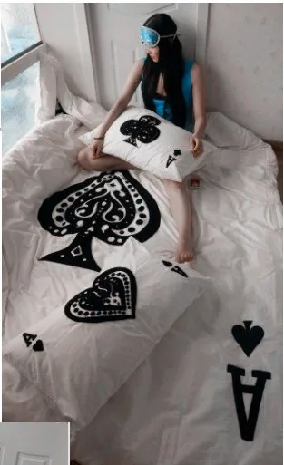 Постельное белье в стиле покера черно белое Королевский размер пододеяльник doona