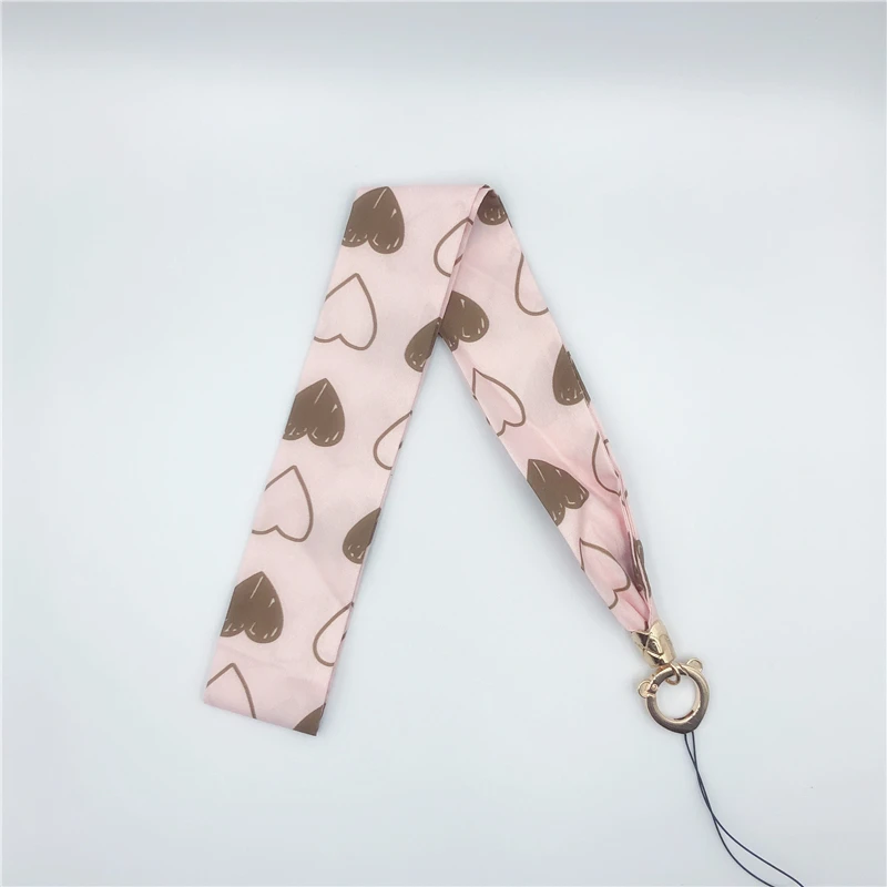 Female Fashion Silk Lanyard Wide Neck Fresh Fabric Neck Straps For Keys ID Card Gym Phone Straps USB Badge Holder DIY Hang Rope