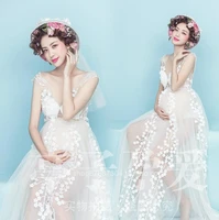 maternity photography props pregnant women noble long white elegant dress romantic photo shoot fancy costume free shipping