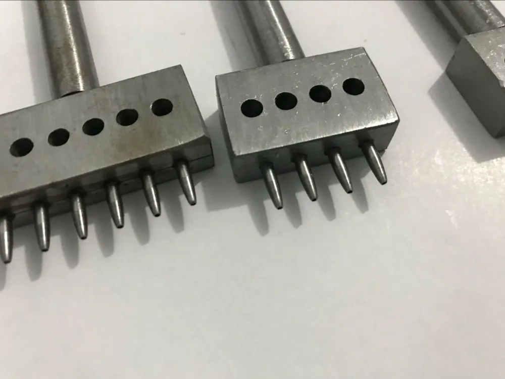 

Row Hole Punching for Leather Craft Stitching, Leather Sewing Hole Maker 2/4/6 Prong