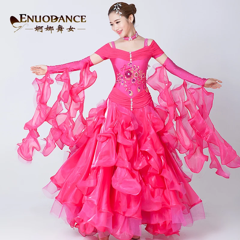 

Female Moden Dance Dress Girls Ballroom Dance Suit Embroidered Waltz Tango National Standard Dance Wear Competition Dress D-0419