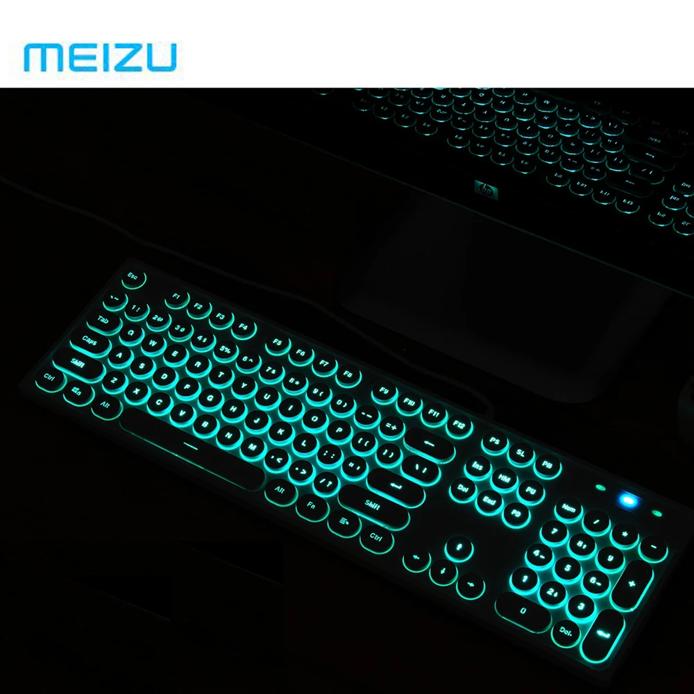4 цвета Meizu Heijue AK325 круглая клавиша панк белая подсветка игровая Офисная Клавиатура переключаемый светильник