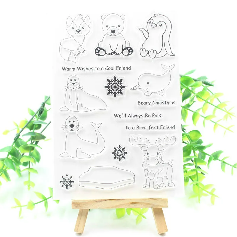 Прозрачные силиконовые марки Polar Animals для скрапбукинга/изготовления