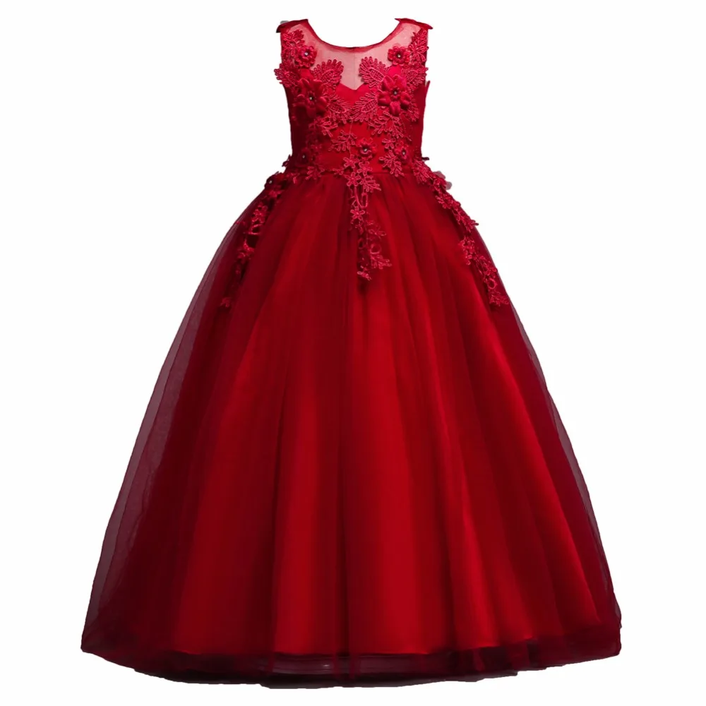 5-14 year old 2018 design a dress for ball girl Sleeveless lace evening Top quality and beautiful princess noble | Детская одежда и