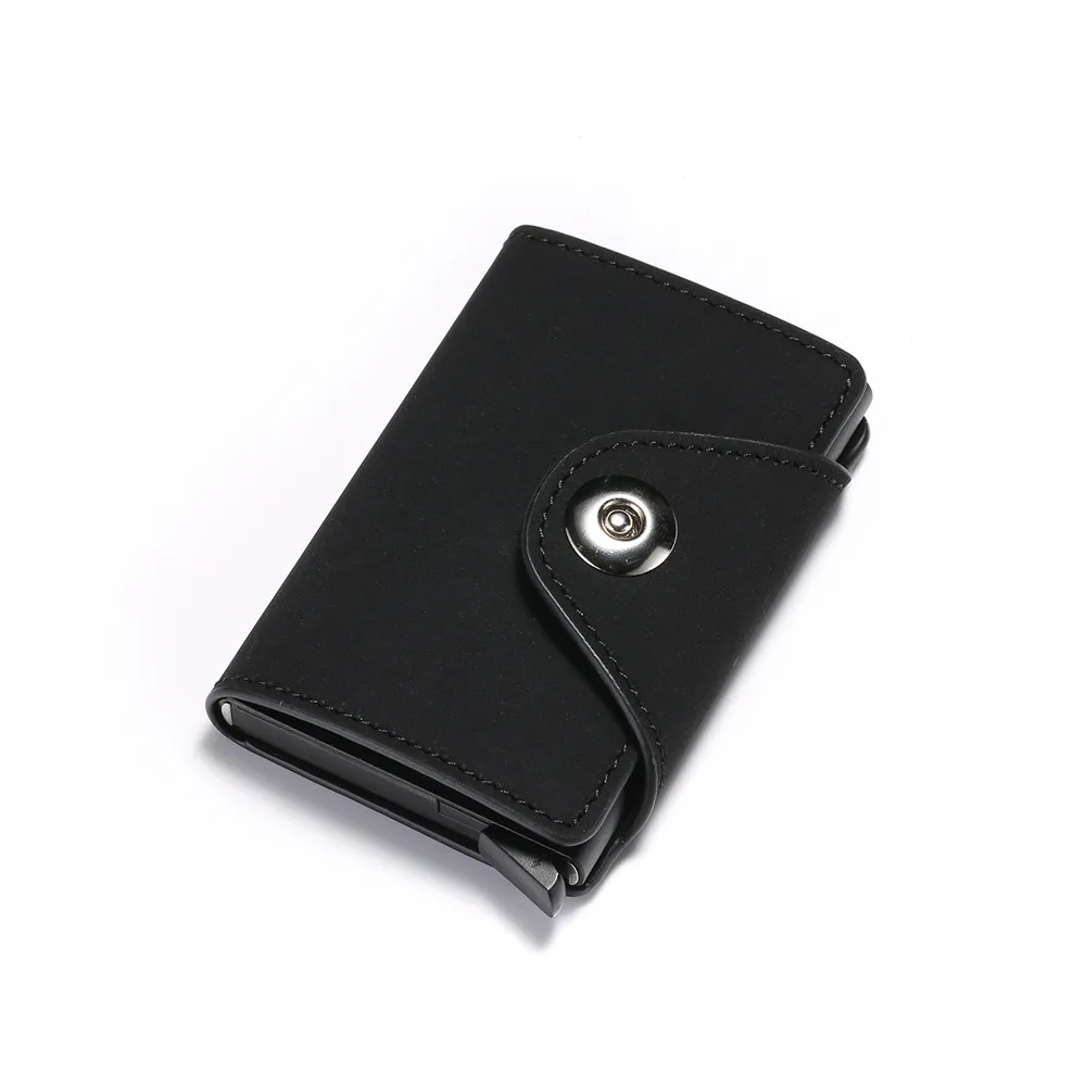 BYCOBECY RFID бизнес-держатель для карт с застежкой для мужчин и женщин, кошелек для ID карт из искусственной кожи, всплывающий клатч, высококачественный чехол