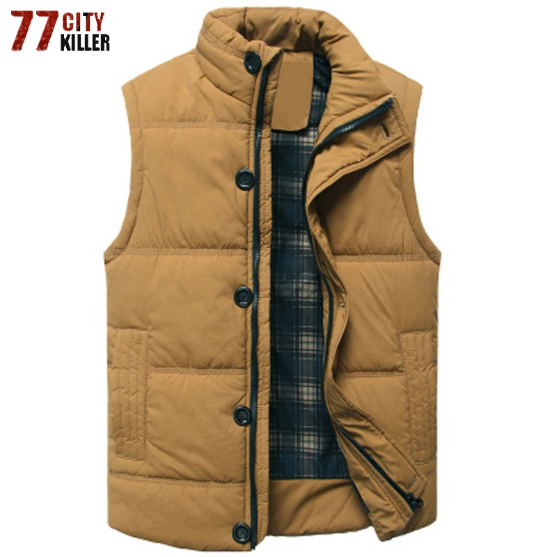 

New 2020 Brand Men Vests Sleeveless Outwear Jackets Winter Fashion Male Clothing Casual Solid Thick Slim Coats Waistcoat XXXL