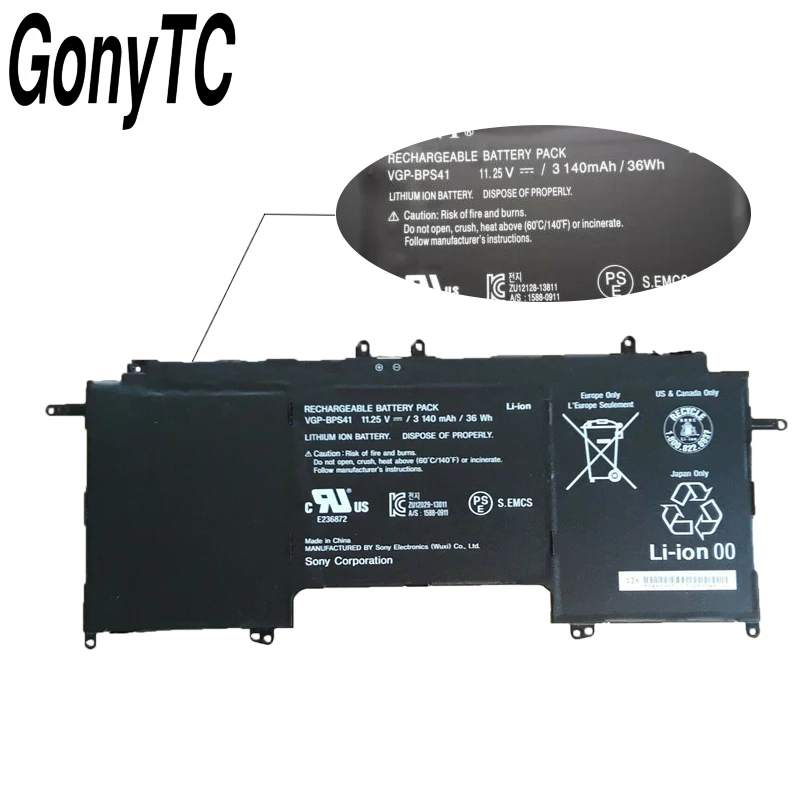 GONYTC оригинальный 36Wh VGP-BPS41 Батарея для Sony Vaio флип 13 SVF13N SVF13N13CXB Серия ноутбуков