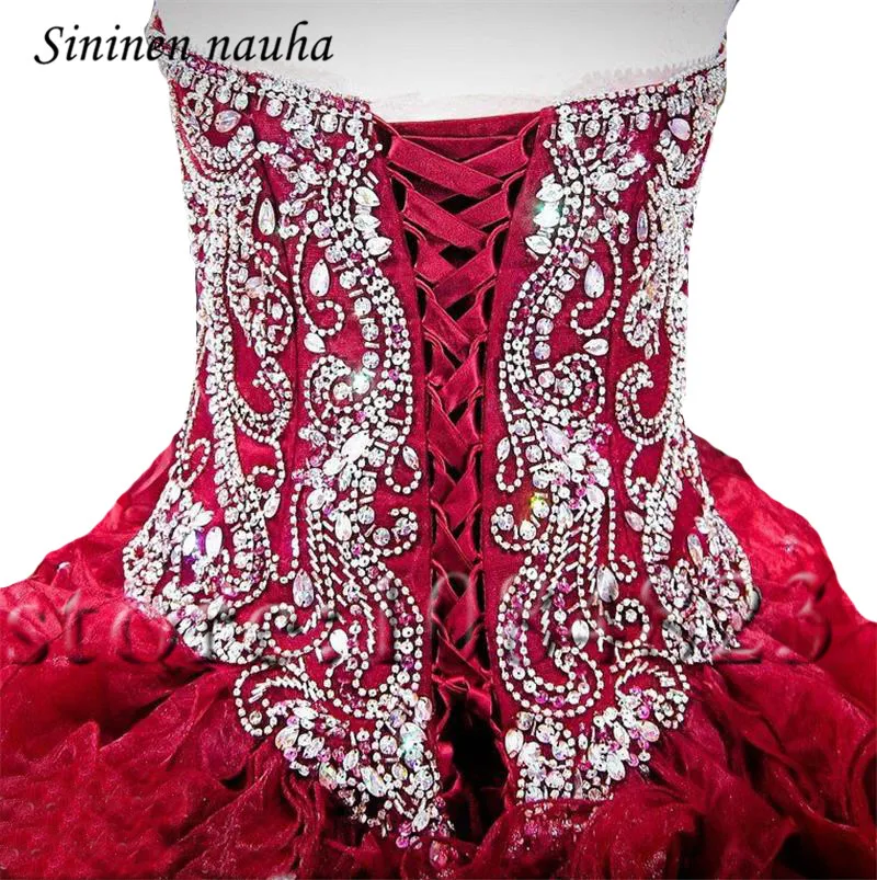 

Burgundy Quinceanera Dresses Prom Party Dress Sweetheart Beaded Lace Up Dance Ball Gown Vestidos De 15 Anos Sweet 16 Dresses 231
