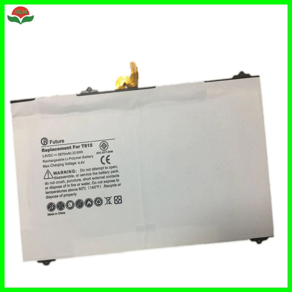 

ISUN 5pcs/lot Original Quality EB-BT810ABA EB-BT810ABE Battery For Samsung Galaxy Tab S2 9.7" 5870mAh Battery Replacement