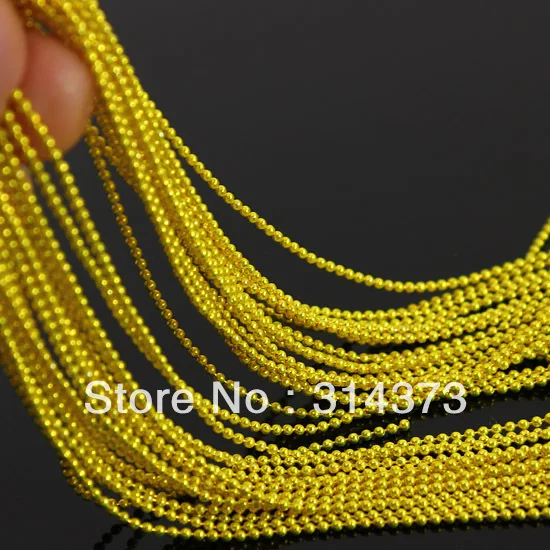 New Arrival 1 Pack 3D Decoration Yellow Mini 1mm Beads Ball Chain String Metal Salon Nail Art DIY Design Decor Manicure Tool | Красота и