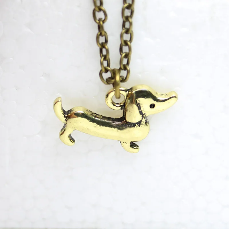 Hzew реальное изображение хиппи шик Винтаж Серебряный цвет ожерелье с таксой