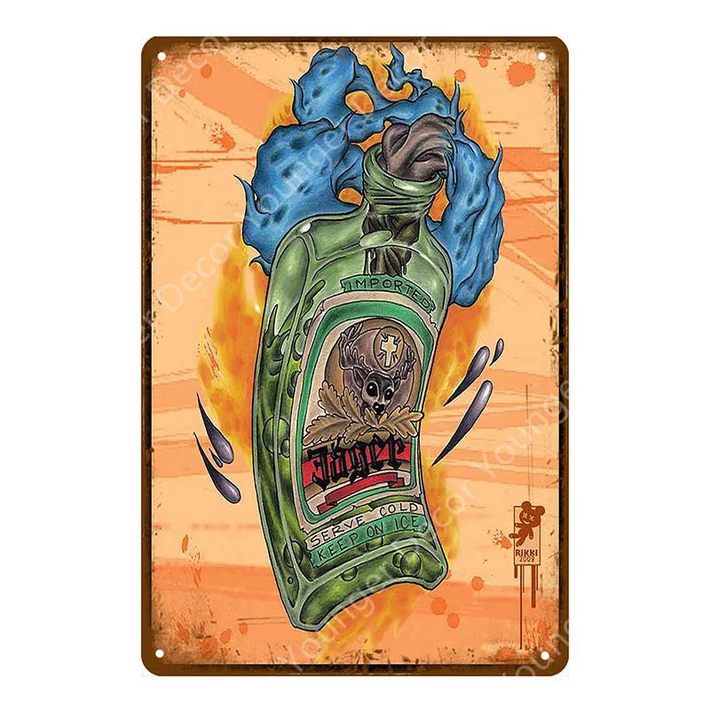 YD4131F Jagermeister голова оленя металлический плакат Jager бомбы винная тарелка винтажная Настенная Наклейка Паб Бар домашний декор напиток Пиво Виски жестяные знаки - Цвет: YD4131F