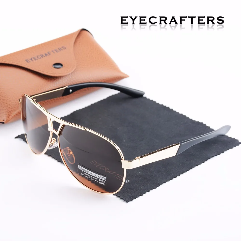 Очки солнцезащитные Мужские поляризационные зеркальные в металлической оправе