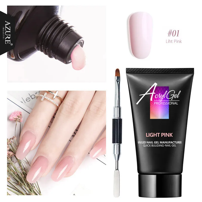 2pcs a set(1) Azure beauty 30 г строительный гель для ногтей, советы для дизайна ногтей, акриловый удлиняющий гель для ногтей, впитывающий увеличивающий удлинитель, Кристальный УФ-гель, гель для наращивания ногтей - Цвет: 2pcs a set(1)