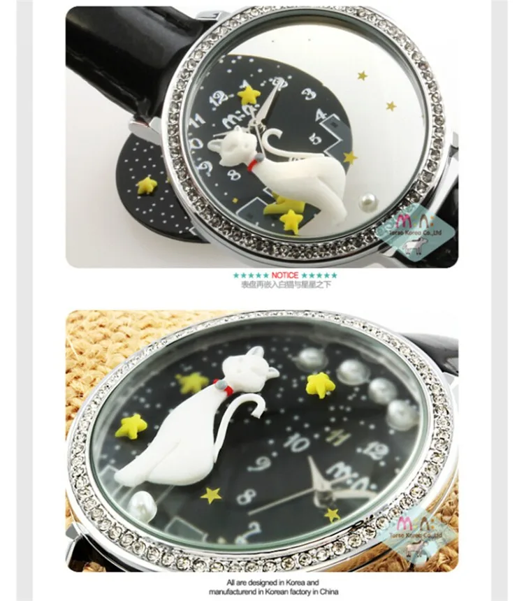 Reloj Mujer M: N: женские часы, водонепроницаемые, ручная работа, 3D кошка, золото, серебро, кварцевые наручные часы, модные часы, Relogio Feminino