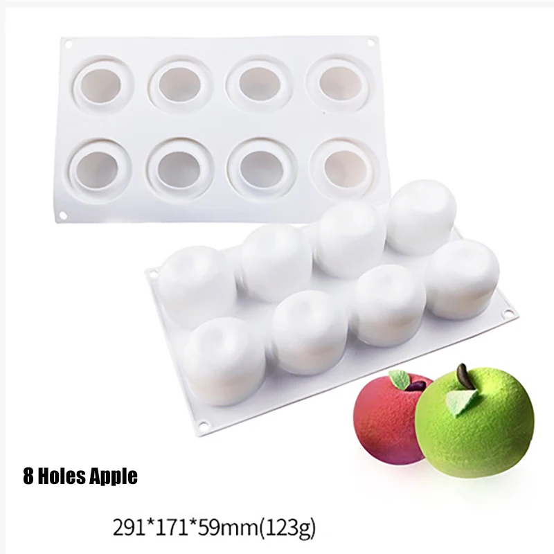 8 Holes Apple GODWJ Фрукты Яблоко лимон груша вишня мусс силиконовая форма для торта 3D форма для выпечки шоколадное украшение Маффин Moule печенье DIY - Цвет: 8 Holes Apple