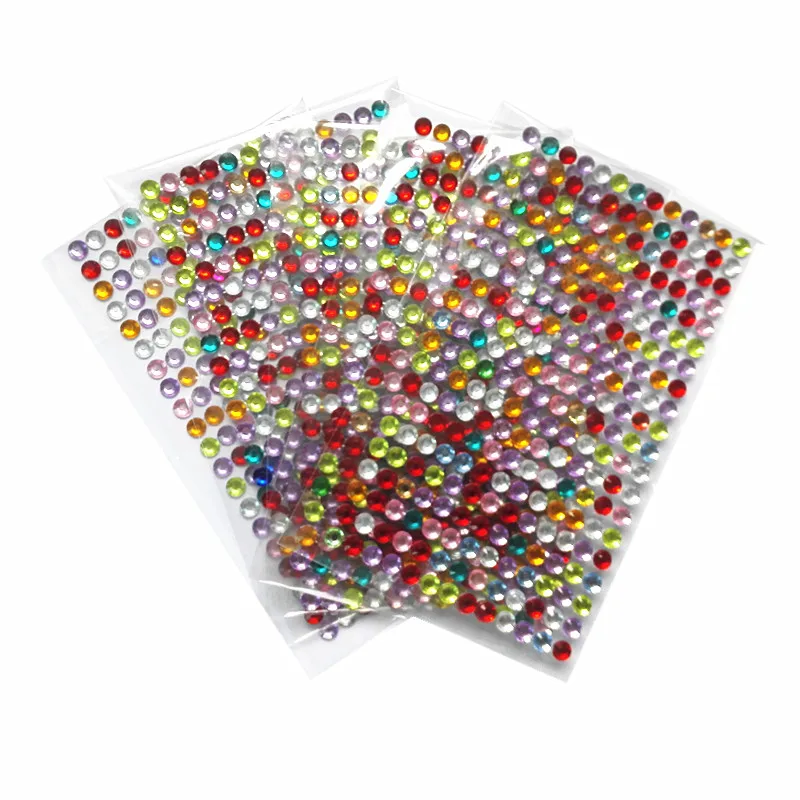 

5 sets/bag kids toys Sticker full color Crystals Acrylic 6mm 260pcs Rhinestones Mobile Decor Decal Styling Self Adhesive Sticker