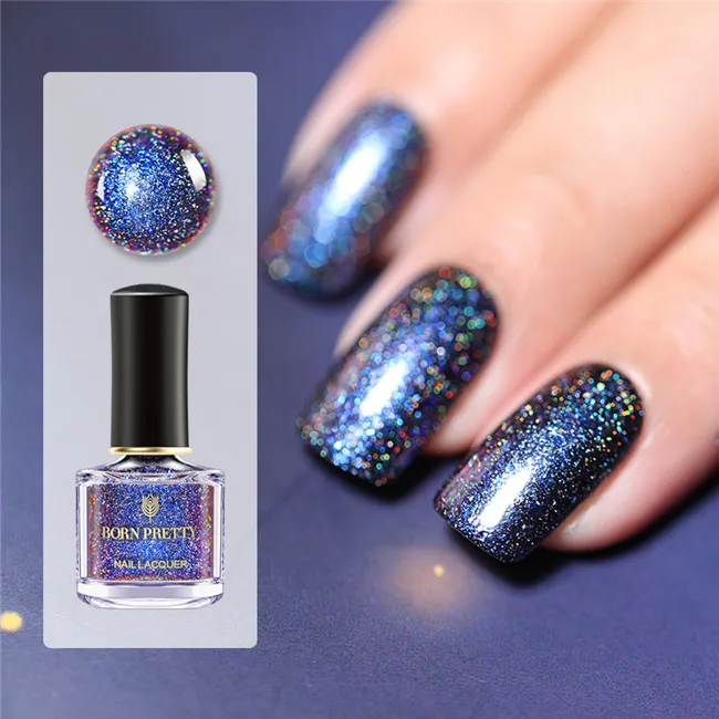 Born pretty, голографическая лак для ногтей с павлином, 6 мл, лак Nagellak, блестящие украшения для ногтей, лак для ногтей, черная основа, необходимая для самостоятельного маникюра - Цвет: BP05