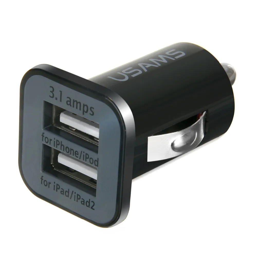 Высокое качество черный двойной USB порт автомобильное зарядное устройство прикуриватель для i-Phone i-Pad samsung зарядное устройство для мобильного телефона для путешествий