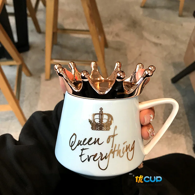 300 мл нордическая Золотая креативная Корона кружка розовая девочка сердце леди завтрак кофе керамические чашки и кружки свадебный подарок