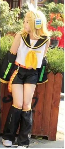 Аниме VOCALOID Kagamine Rin/Len Косплей Костюм Костюмы на Хэллоуин полный костюм: рубашка+ брюки+ манжеты+ чехол для ног+ галстук - Цвет: picture color