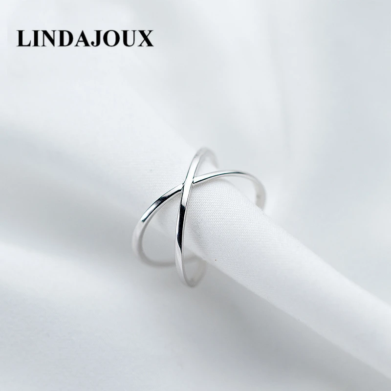 Lindajoux 925 пробы серебро характер X Форма Открытое кольцо для Для женщин S925