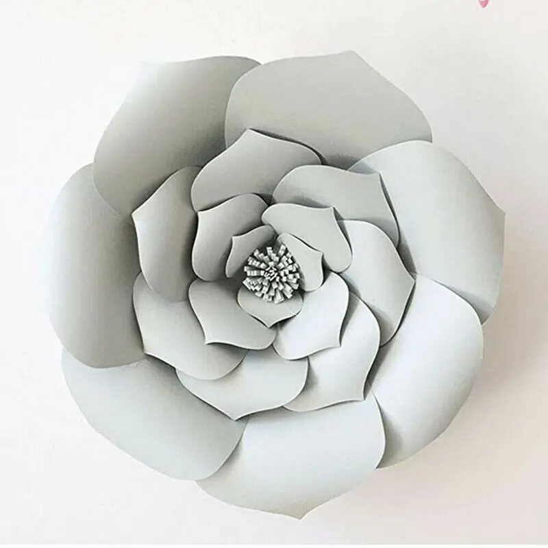 Серый NEW Paper Flower Backdrop Wall Giant DIY Rose Flowers Wedding Party Decor 30 cm - Цвет: Серый