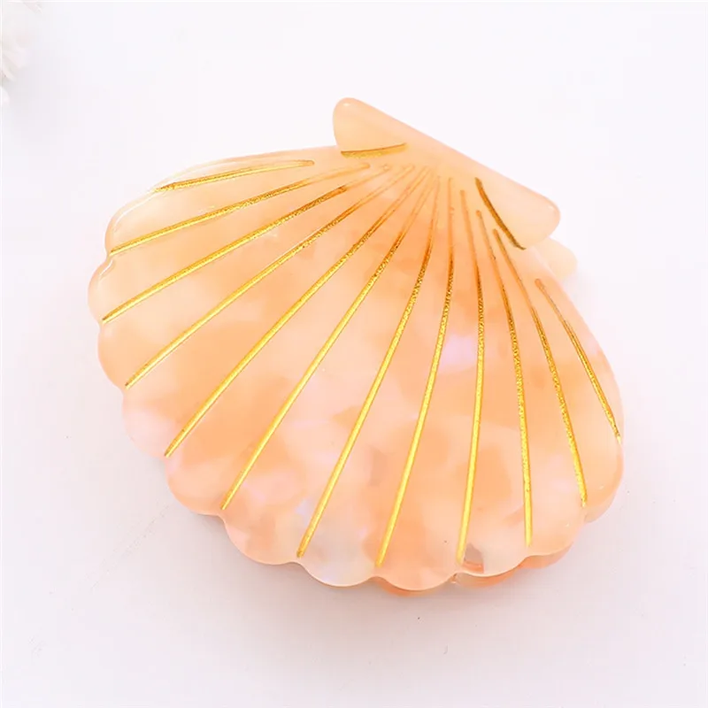 Pinksee New Trendy Elegant Sea Shell Hair Claws for Women Girls Creative Acetate Floral Print Clip Ponytail Hairpins | Украшения и